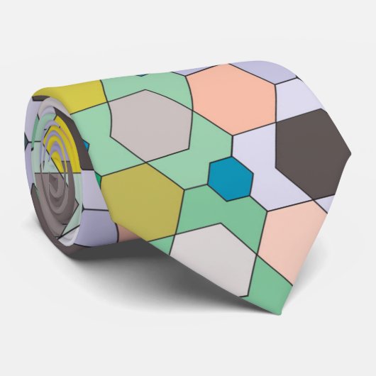 Hexagon-Mosaik-Muster Krawatte (Gerollt)
