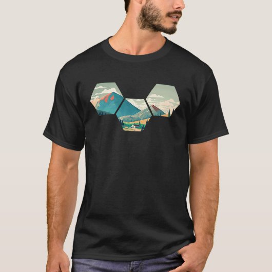 Hexagon Mountains I Geometric Shape Wilderness Nat T-Shirt (Vorderseite)