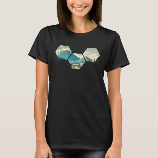 Hexagon Mountains I Geometric Shape Wilderness Nat T-Shirt (Vorderseite)
