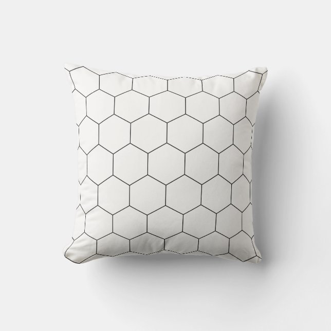 Hexagon-Muster, Honeycomb, Schwarz und Weiß Kissen (Vorderseite)