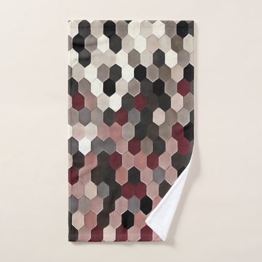 Hexagon-Muster im Grau und in den Badhandtuch Set (Handtuch)