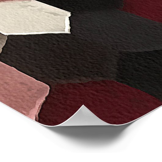 Hexagon Muster in grauen und burgundischen Herbstf Poster (Ecke)