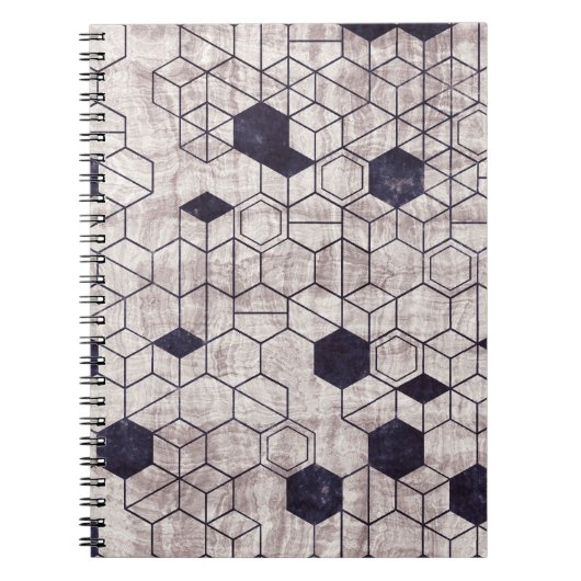 Hexagon-Muster, isometrisch, grungenhaft Notizblock (Vorderseite)