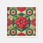 Hexagon Patchwork Poinsettia Decoupage Napkins Serviette (Vorderseite)
