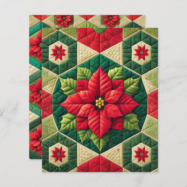 Hexagon Patchwork Poinsettia Scrapbook Paper (Vorne/Hinten)