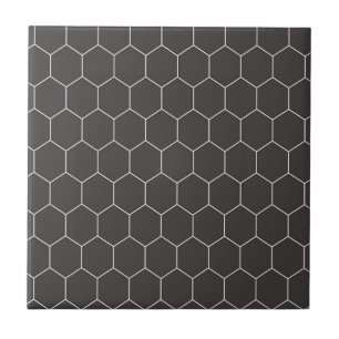 Hexagon Pattern Black Fliese