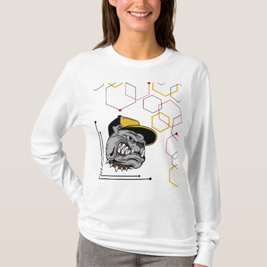 Hexagon-Pitti Damen Basic Langarm T-Shirt (Vorderseite)