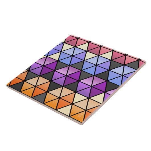 Hexagon Quilt in Lilac, Orchid, Orange + Rose Fliese (Seite)