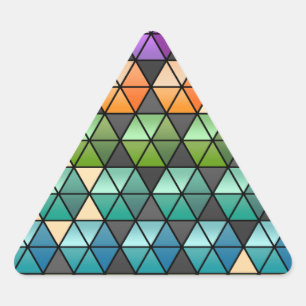 Hexagon Quilt (warmer Regenbogen) Dreieckiger Aufkleber