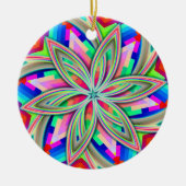 Hexagon-Rainbow-Blume Keramik Ornament (Vorne)
