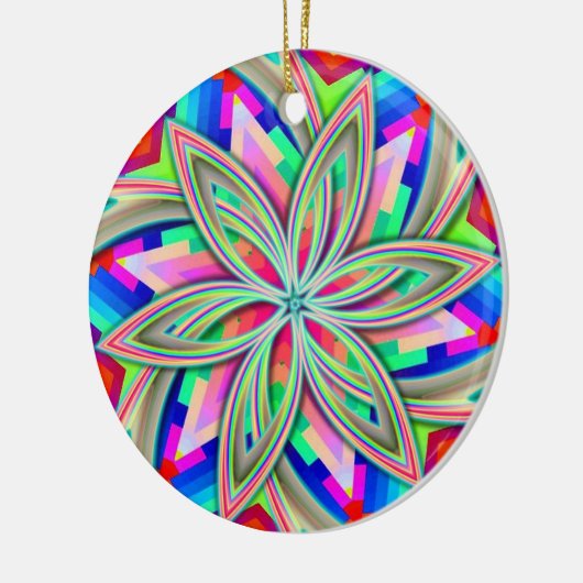 Hexagon-Rainbow-Blume Keramik Ornament (Links)