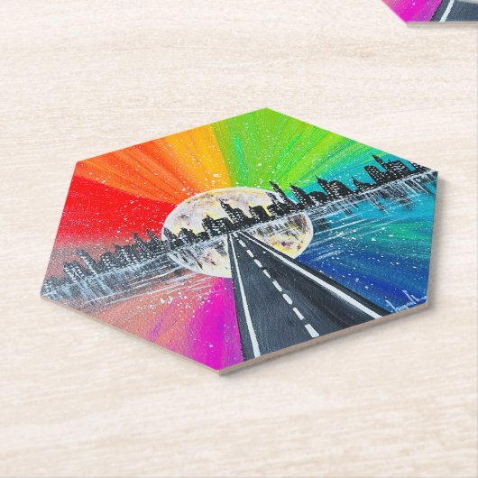 Hexagon Rainbow Road Fine Art Untersetzer (angewinkelt)