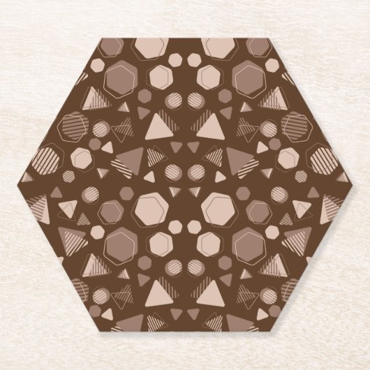 Hexagon & Triangle Pink & Brown auf braunem Muster Untersetzer (Vorderseite)