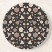 Hexagon & Triangle Pink & Brown auf schwarzem Must Getränkeuntersetzer (Vorne)
