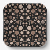 Hexagon & Triangle Pink & Brown auf schwarzem Must Pappteller (Vorderseite)