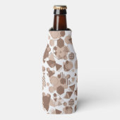 Hexagon & Triangle Pink & Brown auf weißem Muster Flaschenkühler (Flaschenvorderseite)