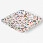 Hexagon & Triangle Pink & Brown auf weißem Muster Pappteller (Gewinkelt)