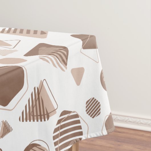 Hexagon & Triangle Pink & Brown auf weißem Muster Tischdecke (Beispiel)