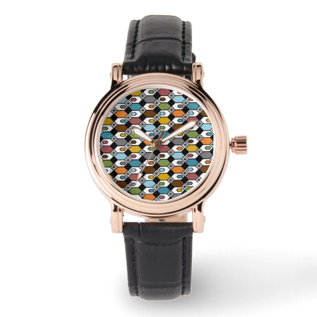Hexagon und Sternexplosionen Armbanduhr (Vorderseite)