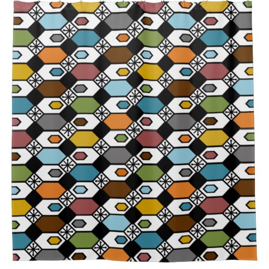 Hexagon und Sternexplosionen Duschvorhang (Vorderseite)