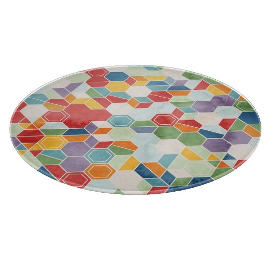 Hexagon Wasserfarbe, Random Mosaik. Schneidebrett (Ecke)