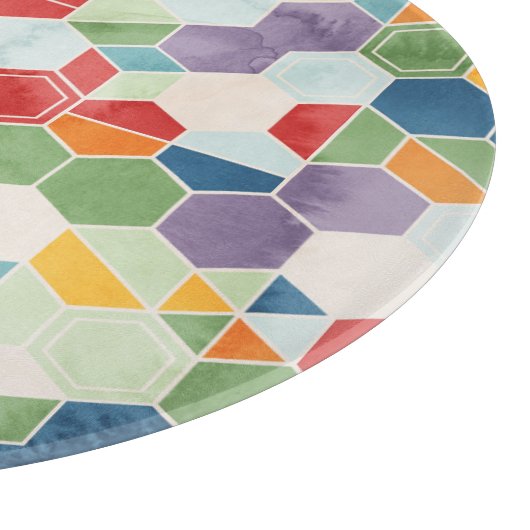Hexagon Wasserfarbe, Random Mosaik. Schneidebrett (Ecke)