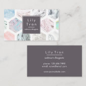 Hexagon Watercolor-Marmorkarte Visitenkarte (Vorne/Hinten)