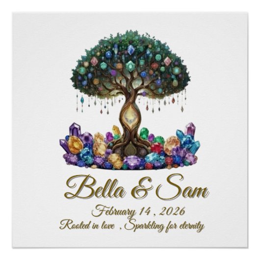 Hexagon wedding invitation coaster poster (Vorderseite)