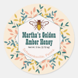 Hexagon Wreath Antique White Honey Jar Runder Aufkleber