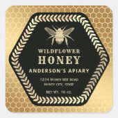 Hexagon-Zweig-Goldkleber Quadratischer Aufkleber (Vorderseite)