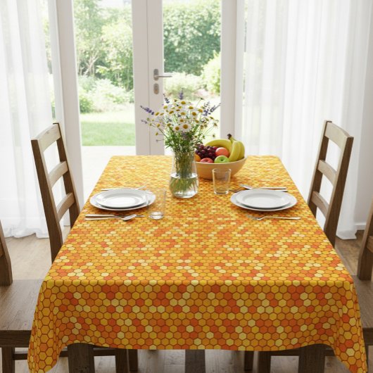 Hexagonal Bee-Themed Tablecloth Tischdecke