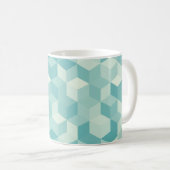 Hexagonal blaues Nahtloses Muster Kaffeetasse (VorderseiteRechts)