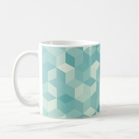 Hexagonal blaues Nahtloses Muster Kaffeetasse (Links)