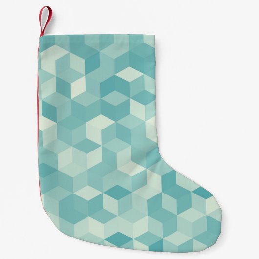 Hexagonal blaues Nahtloses Muster Kleiner Weihnachtsstrumpf (Vorderseite)