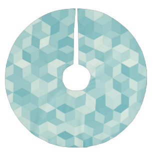 Hexagonal blaues Nahtloses Muster Polyester Weihnachtsbaumdecke