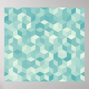 Hexagonal blaues Nahtloses Muster Poster
