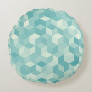 Hexagonal blaues Nahtloses Muster Rundes Kissen