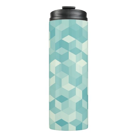 Hexagonal blaues Nahtloses Muster Thermosbecher (Vorderseite)