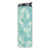 Hexagonal blaues Nahtloses Muster Thermosbecher (Nach links gedreht)