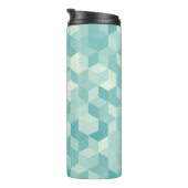 Hexagonal blaues Nahtloses Muster Thermosbecher (Nach rechts gedreht)