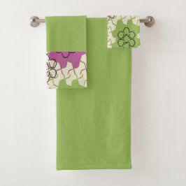 Hexagonal grün und rosa badhandtuch set
