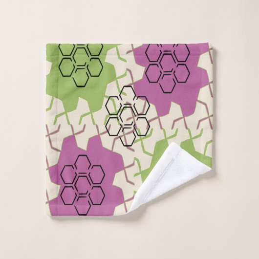 Hexagonal grün und rosa badhandtuch set (Waschlappen)