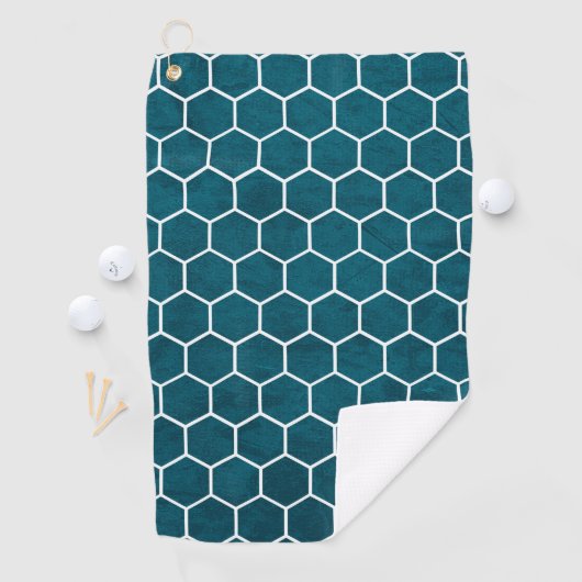 Hexagonal Hexagon Muster Deep Blue Golfhandtuch (Insitu)
