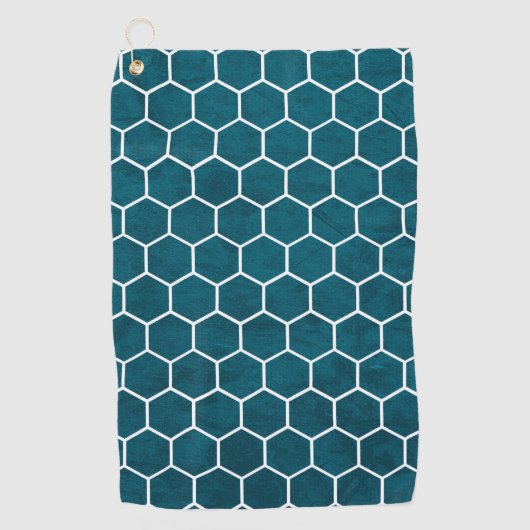 Hexagonal Hexagon Muster Deep Blue Golfhandtuch (Vorderseite)