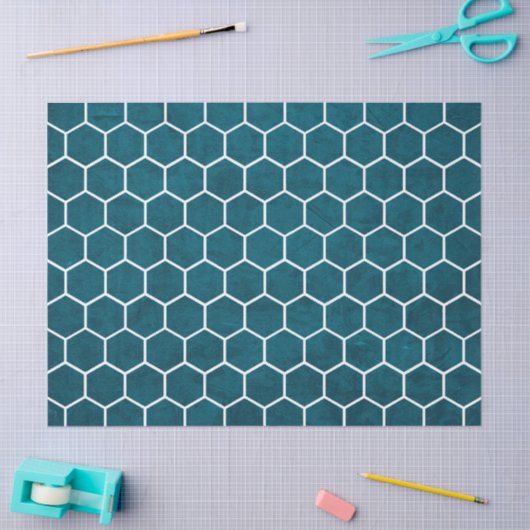 Hexagonal Hexagon Muster Deep Blue Seidenpapier (Basteln)