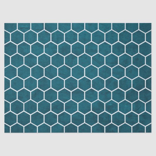Hexagonal Hexagon Muster Deep Blue Seidenpapier (Vorderseite)