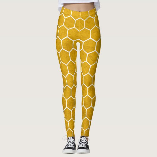 Hexagonal-Hexagon-Muster gelb Leggings (Vorderseite)