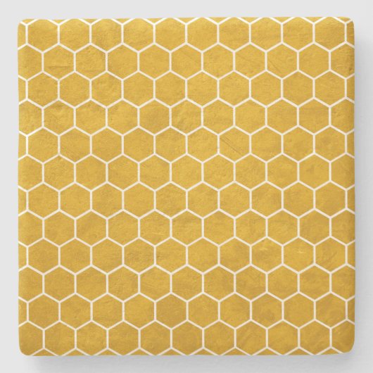 Hexagonal-Hexagon-Muster gelb Steinuntersetzer (Vorderseite)