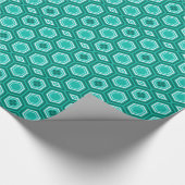 Hexagonal Kimono Print, Aquamarin, Aqua und White Geschenkpapier (Ecke)
