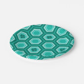 Hexagonal Kimono Print, Aquamarin, Aqua und White Pappteller (Schrägansicht)